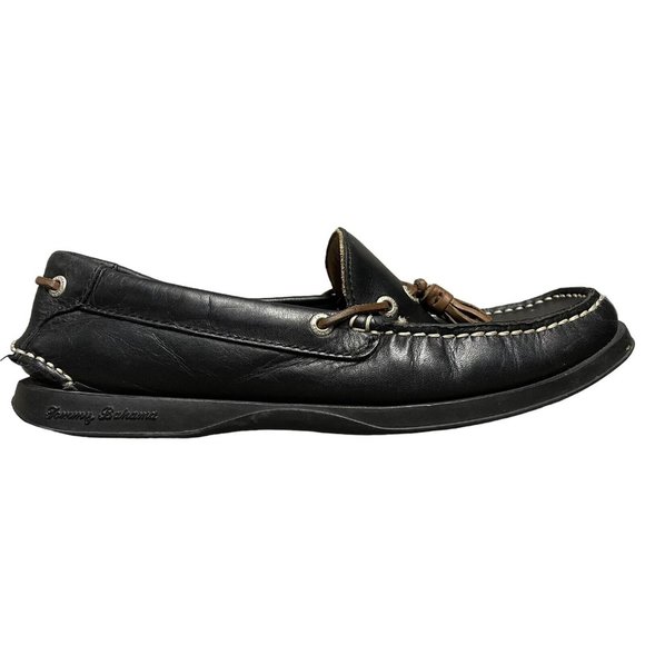 Tommy Bahama Black Brown Leather Square Toe Tassel Boat Loafers Mens Size 7 M main image 7